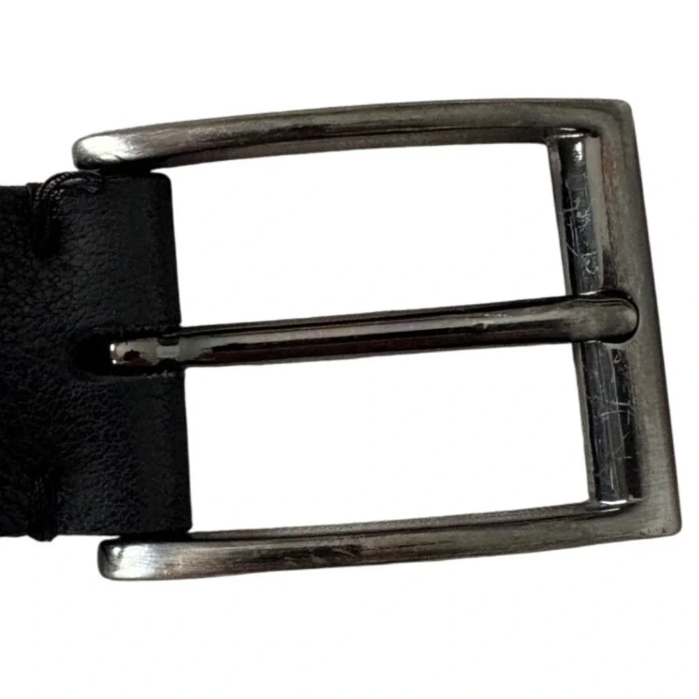 Johnston Murphy Horween Leather Belt Mens 44 Black Made in USA Italy Buckle 1.25